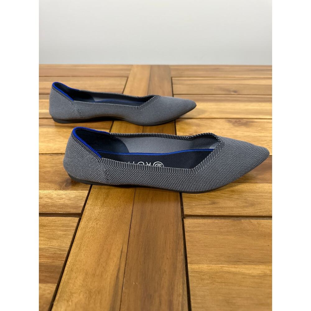 Rothy’s The Point Flats Women’s 10.5 Gray Blue Trim Washable Knit - Picture 5 of 8